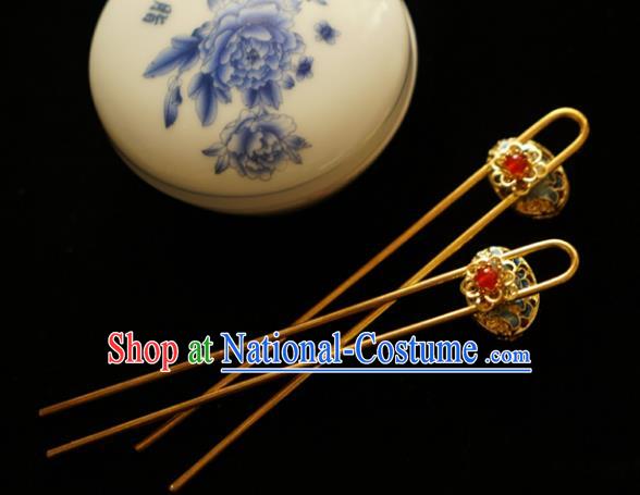 Chinese Traditional Bride Hair Accessories Xiuhe Suit Wedding Cloisonn Hanfu Hairpins for Women