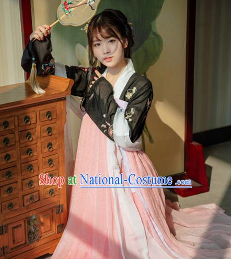 Traditional Chinese Ancient Imperial Princess Hanfu Clothing Tang Dynasty Palace Lady Embroidered Costume for Women