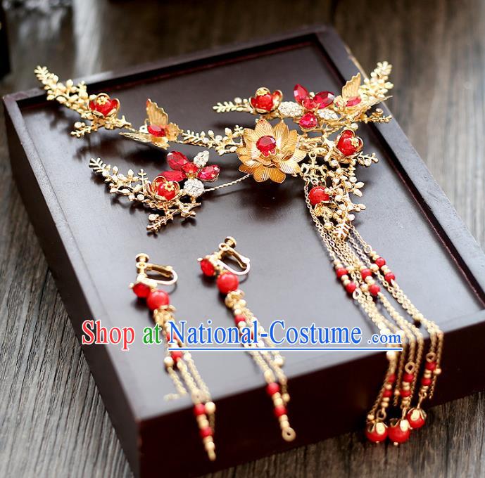 Chinese Hair Jewelry Accessories Xiuhe Suit Hairpins Headwear Headdress Hair Crown for Women