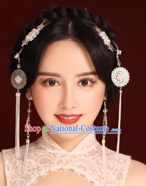 Chinese Traditional Bride Hair Accessories Xiuhe Suit Step Shake Wedding Hairpins Tassel Hair Clasp for Women