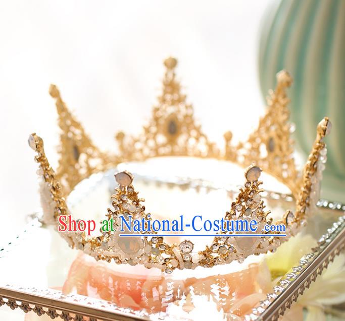 Chinese Traditional Wedding Hair Accessories Baroque Hair Clasp Bride Queen Round Royal Crown for Women