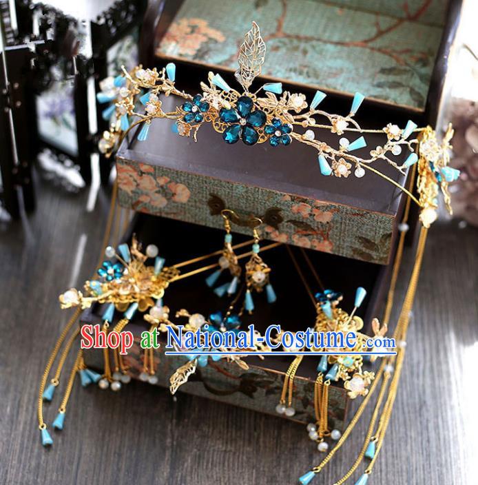 Chinese Hair Jewelry Accessories Xiuhe Suit Hairpins Headwear Headdress Hair Crown for Women