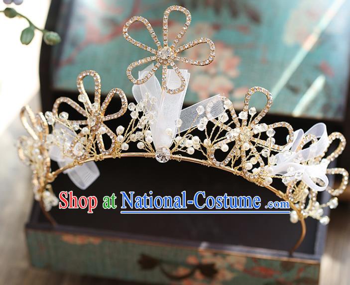 Chinese Traditional Wedding Hair Accessories Baroque Hair Clasp Bride Crystal Flower Royal Crown for Women