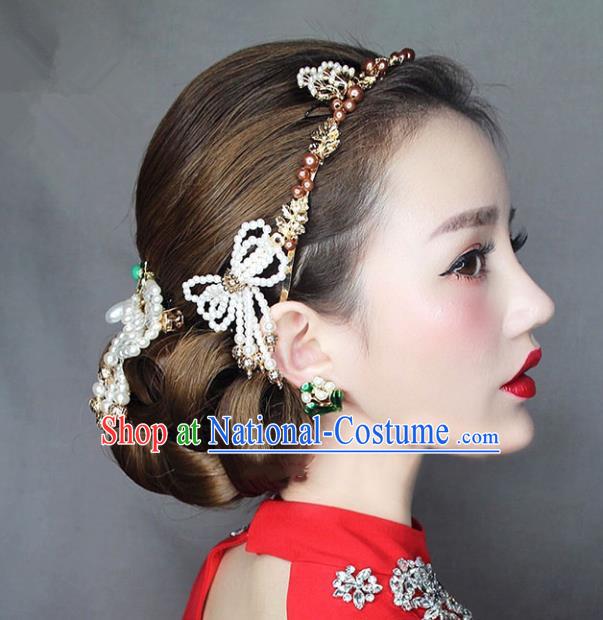 Chinese Traditional Bride Hair Accessories Baroque Wedding Hair Clasp and Hair Stick Complete Set for Women