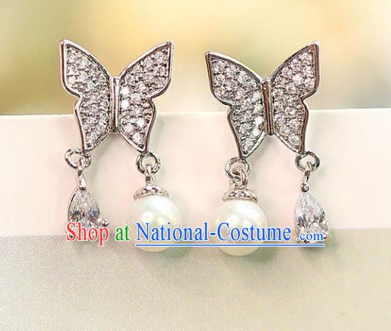 Chinese Traditional Bride Jewelry Accessories Crystal Butterfly Earrings Wedding Eardrop for Women