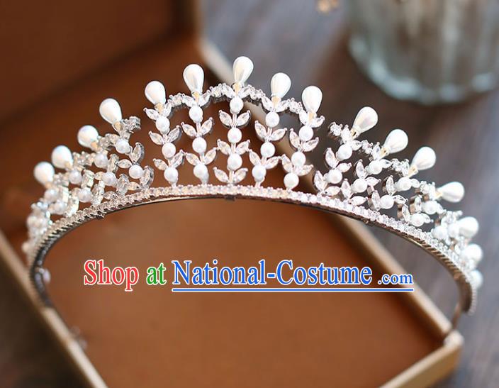 Chinese Traditional Wedding Hair Accessories Baroque Hair Clasp Bride Crystal Pearls Royal Crown for Women