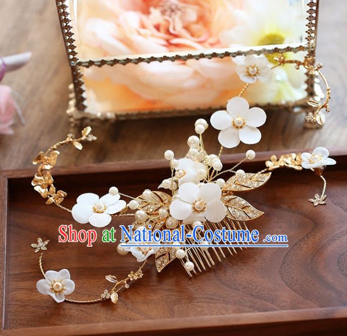 Chinese Traditional Bride Hair Accessories Baroque Princess Wedding Flowers Hair Comb for Women