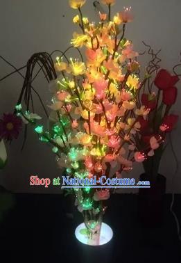 Chinese Traditional Electric LED Flowers Lantern Desk Lamp Home Decoration Pink Peach Blossom Lights