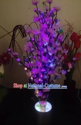 Chinese Traditional Electric LED Flowers Lantern Desk Lamp Home Decoration Purple Peach Blossom Lights