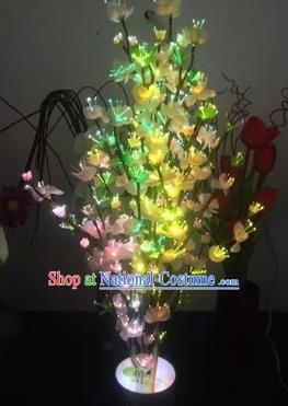 Chinese Traditional Electric LED Flowers Lantern Desk Lamp Home Decoration Yellow Peach Blossom Lights