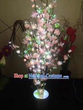 Chinese Traditional Electric LED Pink Flowers Lantern Desk Lamp Home Decoration Peach Blossom Lights