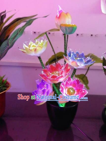 Chinese Traditional Electric LED Lotus Lantern Desk Lamp Home Decoration Lights