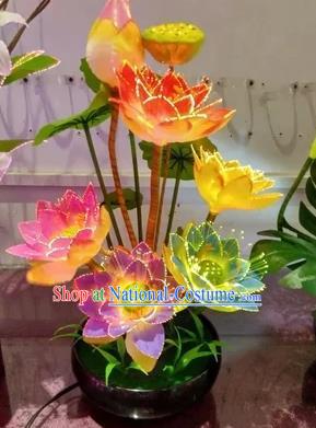 Chinese Traditional Electric LED Lotus Lantern Desk Lamp Home Decoration Lights