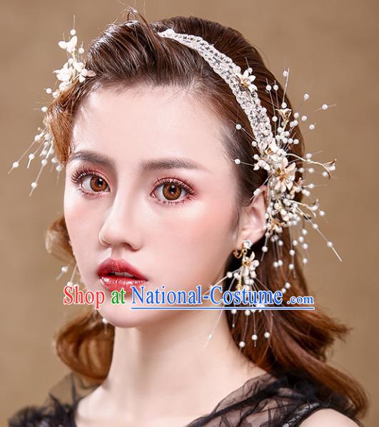 Chinese Traditional Bride Hair Accessories Baroque Princess Wedding Lace Headband Hair Clasp for Women