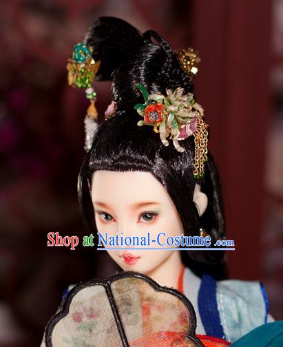 Chinese Traditional Silk Figurine Doll Hair Accessories Hairpins Ancient Han Dynasty Princess Headwear