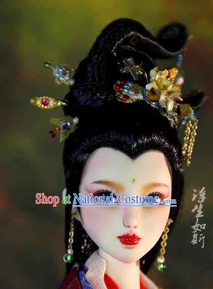 Chinese Traditional Silk Figurine Doll Hair Accessories Hairpins Ancient Han Dynasty Princess Headwear