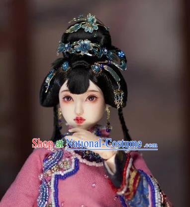 Chinese Traditional Silk Figurine Doll Hair Accessories Flowers Hairpins Ancient Princess Headwear