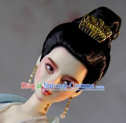 Chinese Traditional Silk Figurine Doll Hair Accessories Hairpins Tang Dynasty Princess Hair Comb Headwear