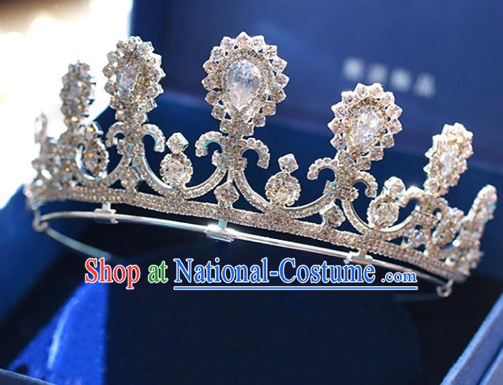 Chinese Traditional Wedding Hair Accessories Baroque Crystal Hair Clasp Bride Zircon Royal Crown for Women