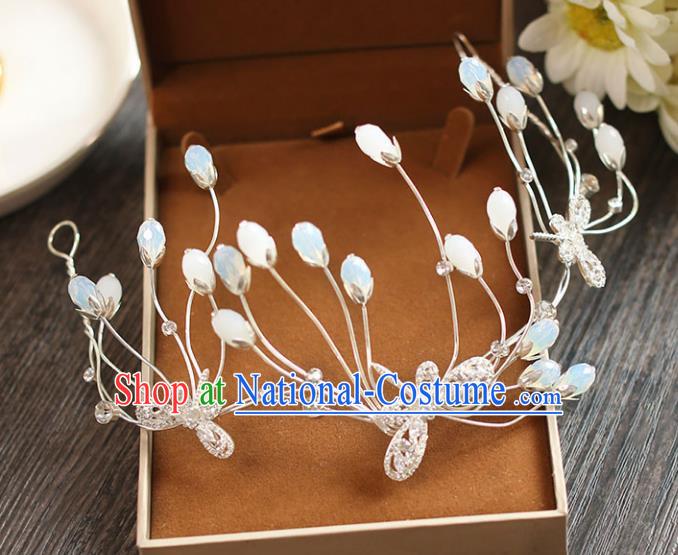 Chinese Traditional Wedding Hair Accessories Baroque Hair Clasp Bride Opal Royal Crown for Women