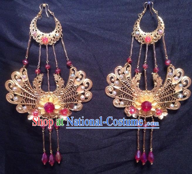 Chinese Traditional Wedding Accessories Ancient Princess Tassel Earrings for Women