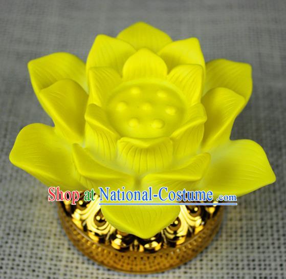 Chinese Traditional Electric LED Yellow Lotus Lantern Desk Lamp Flowers Lights