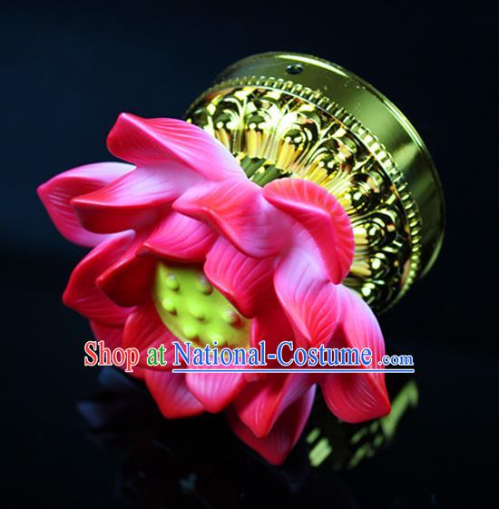 Chinese Traditional Electric LED Pink Lotus Lantern Desk Lamp Flowers Lights