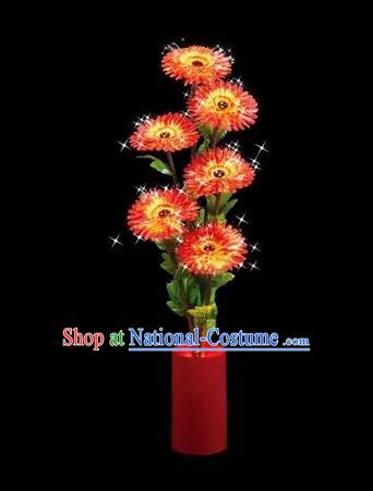 Chinese Traditional Electric LED Lantern Desk Lamp Home Decoration Red Daisy Flowers Lights