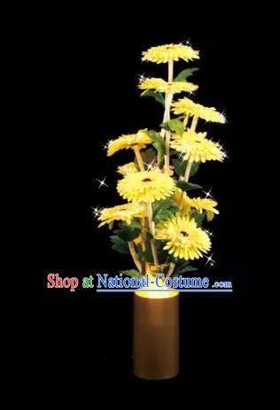 Chinese Traditional Electric LED Lantern Desk Lamp Home Decoration Yellow Daisy Flowers Lights