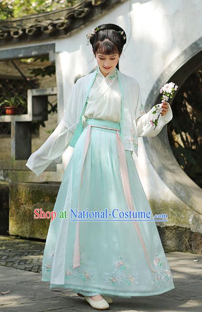 Traditional Chinese Song Dynasty Young Lady Hanfu Embroidered Costume Complete Set for Women