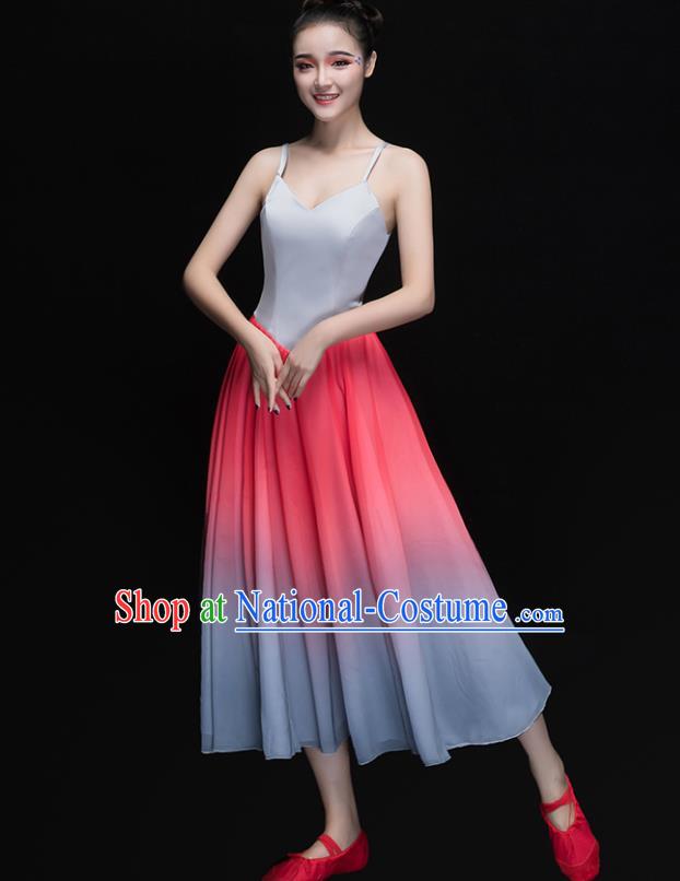 Traditional Chinese Modern Dance Costume, Opening Dance Chorus Singing Group Pink Dress for Women