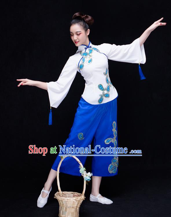 Traditional Chinese Classical Yangge Dance Uniforms Embroidered Costume, China Yangko Dance Dress Clothing for Women