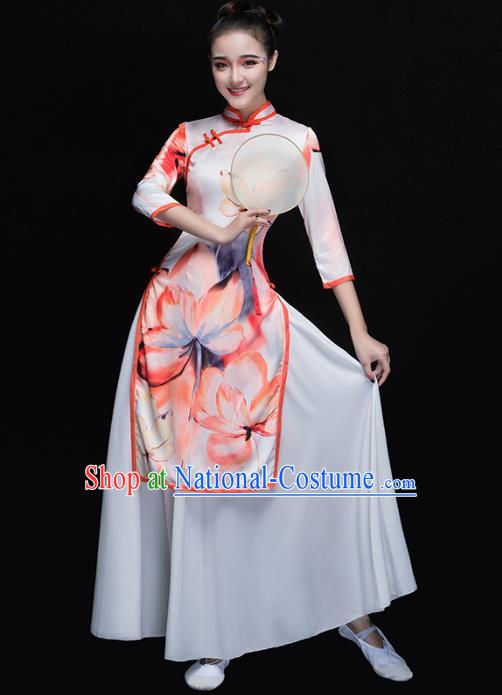 Traditional Chinese Classical Yangge Dance Cheongsam, China Yangko Fan Dance Dress Clothing for Women