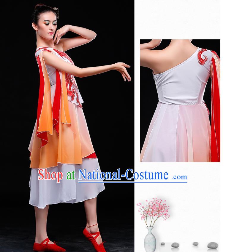 Traditional Chinese Yangge Fan Dancing Costume Modern Dance Dress Clothing