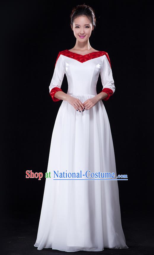 Traditional Chinese Modern Dance Costume, Opening Dance Chorus Singing Group Dress Clothing for Women