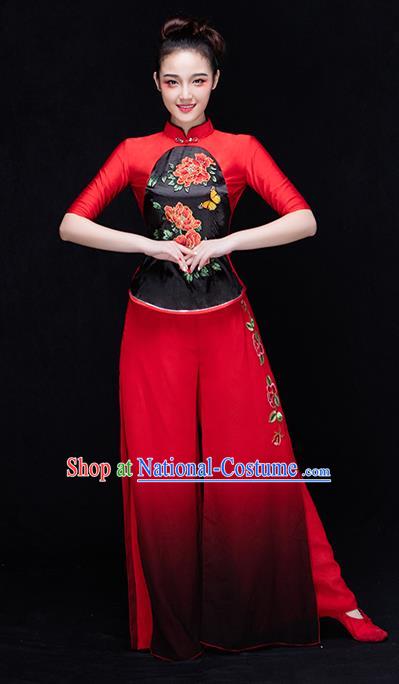 Traditional Chinese Yangge Fan Dancing Costume Modern Dance Dress Clothing