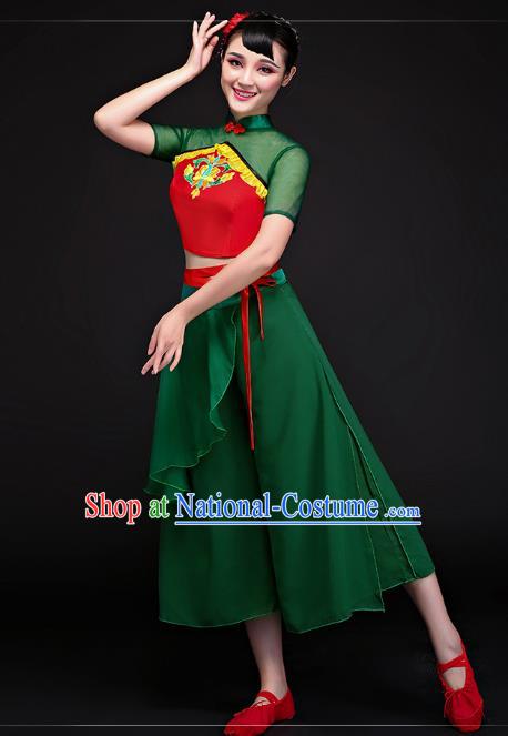 Traditional Chinese Yangge Fan Dancing Costume Modern Dance Dress Clothing