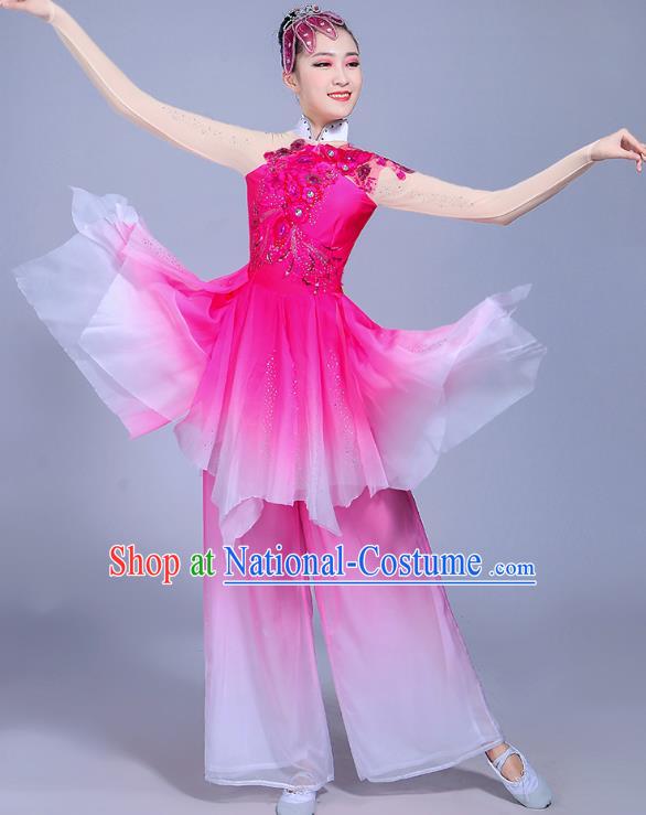 Traditional Chinese Classical Umbrella Dance Costume, China Yangko Folk Dance Yangge Clothing for Women