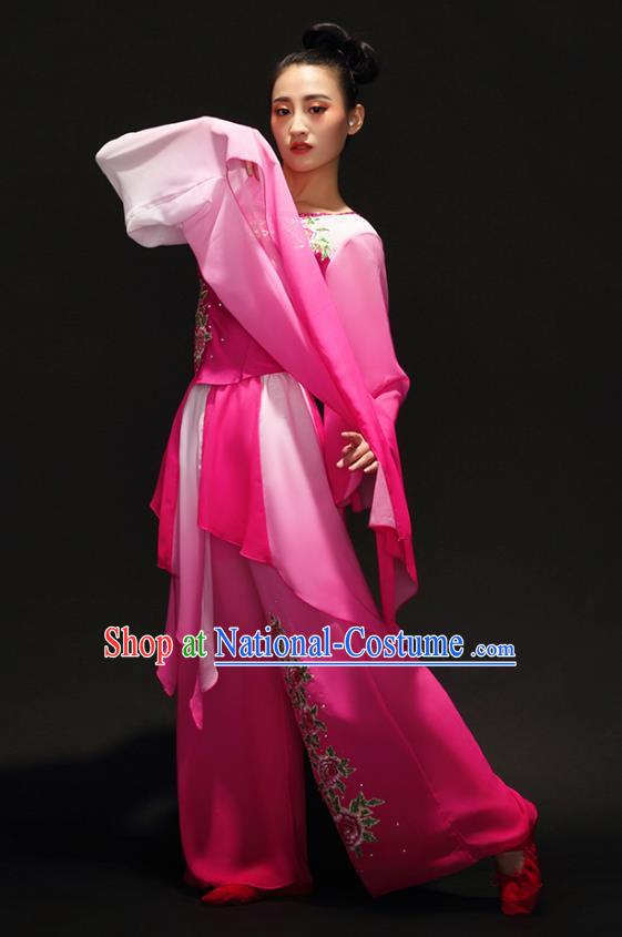 Traditional Chinese Classical Dance Umbrella Dance Water Sleeve Costume, China Folk Dance Yangko Clothing for Women