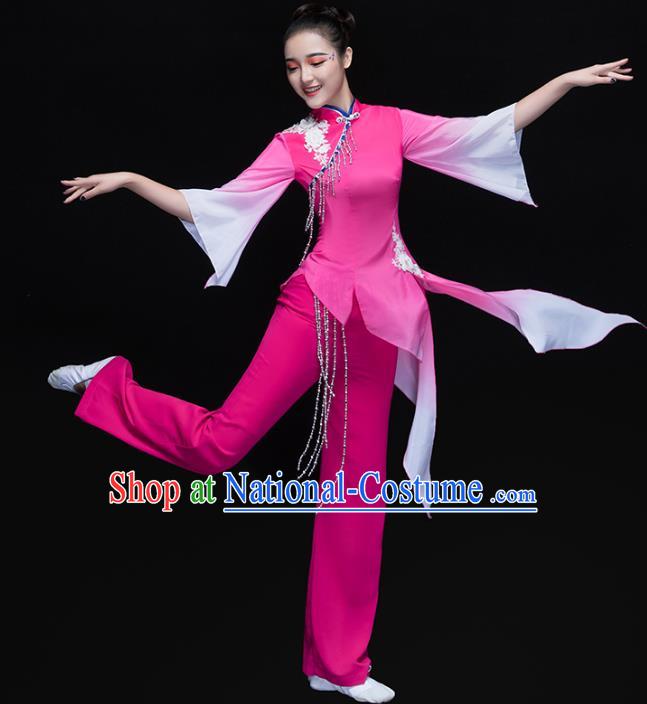 Traditional Chinese Classical Dance Umbrella Dance Rosy Costume, China Folk Dance Yangko Yellow Clothing for Women