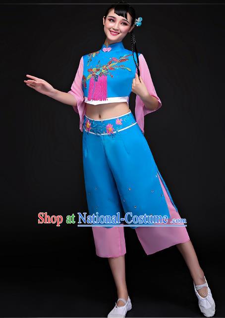 Traditional Chinese Yangge Fan Dancing Costume Modern Dance Dress Clothing