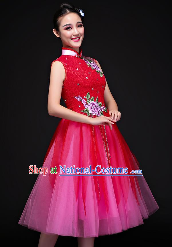 Traditional Chinese Yangge Fan Dancing Costume Modern Dance Dress Clothing