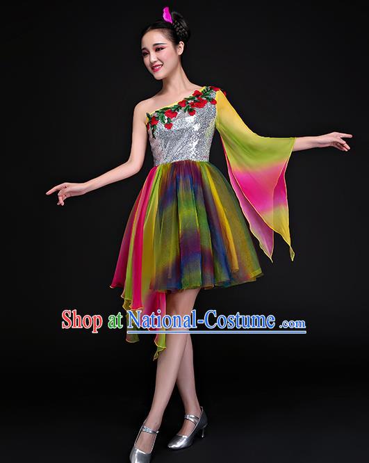 Traditional Chinese Modern Dance Bubble Dress, Opening Dance Chorus Clothing for Women