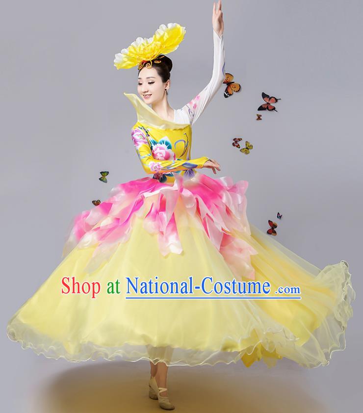 Traditional Chinese Modern Dance Opening Dance Bubble Dress Clothing for Women