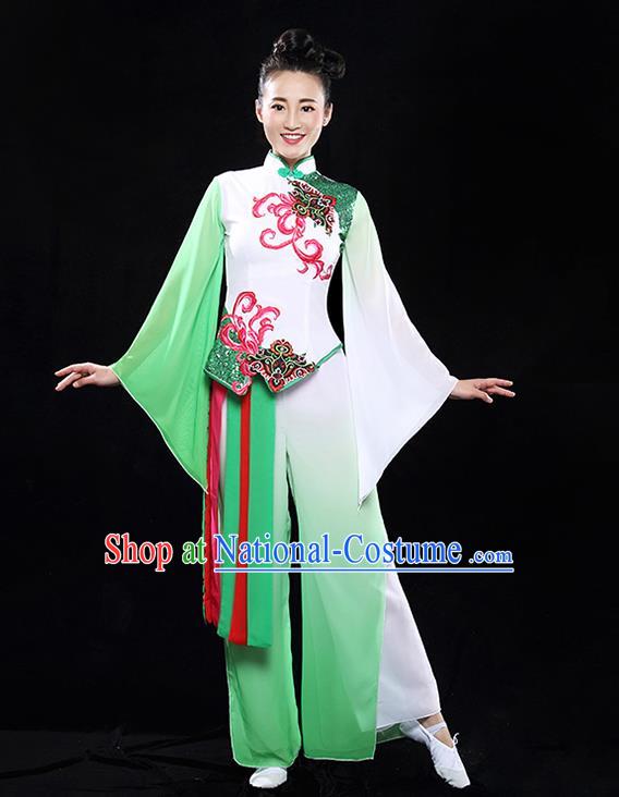 Traditional Chinese Yangge Fan Dancing Costume Modern Dance Dress Clothing