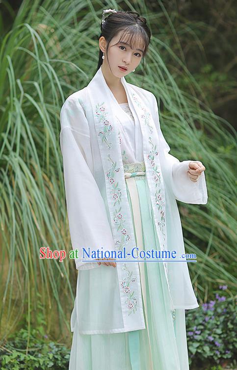 Traditional Chinese Ming Dynasty Young Lady Hanfu Embroidered Costume for Women