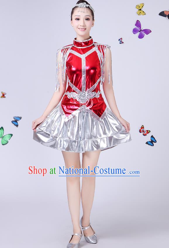 Traditional Chinese Modern Dance Opening Dance Jazz Dance Clothing Folk Dance Chorus Red Costume for Women