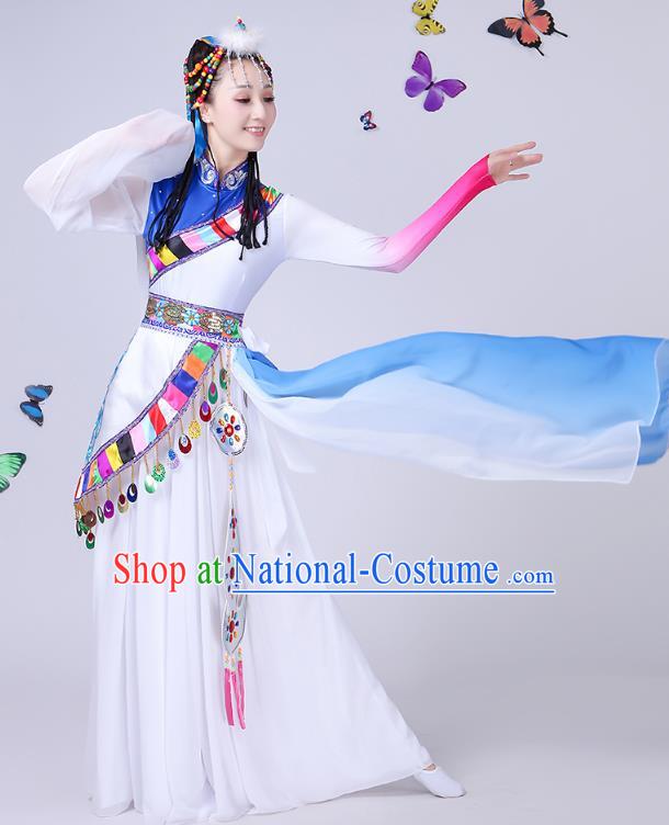 Traditional Chinese Mongol Nationality Dance Costume, Chinese Mongolian Minority Folk Dance Embroidery Clothing for Women