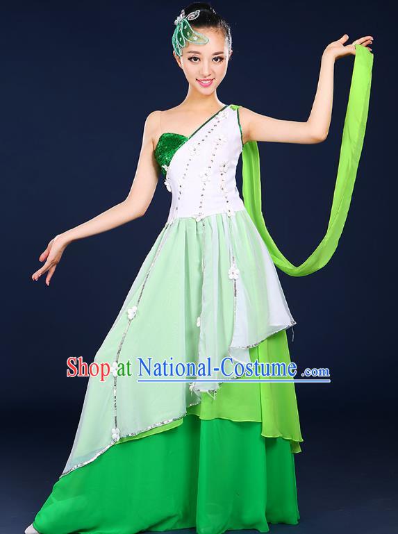 Traditional Chinese Modern Dance Opening Dance Clothing Chorus Classical Dance Green Dress for Women