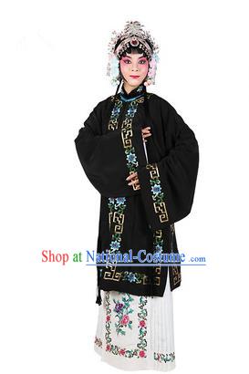 Chinese Beijing Opera Actress Costume Embroidered Black Cape, Traditional China Peking Opera Nobility Lady Embroidery Clothing